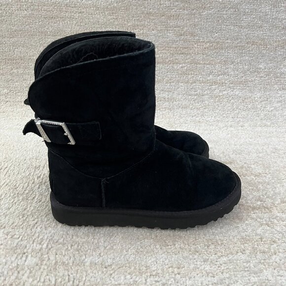 UGG Remora Bling Buckle Black Boots 8 - Picture 3 of 8